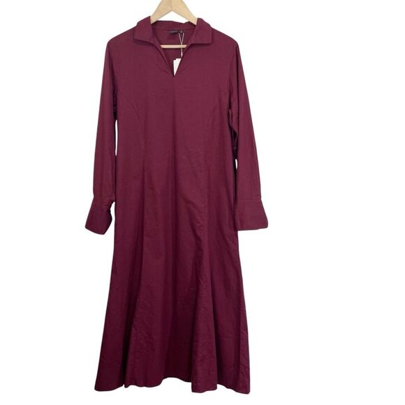 Uniqlo x Hana Tajima Red Flannel Skipper Collar Long Dress M - Picture 2 of 9
